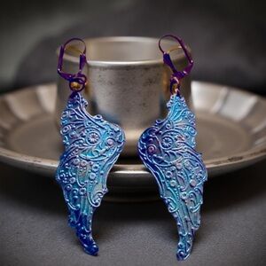 Hand crafted  Angel Wing earrings, Dangle earrings